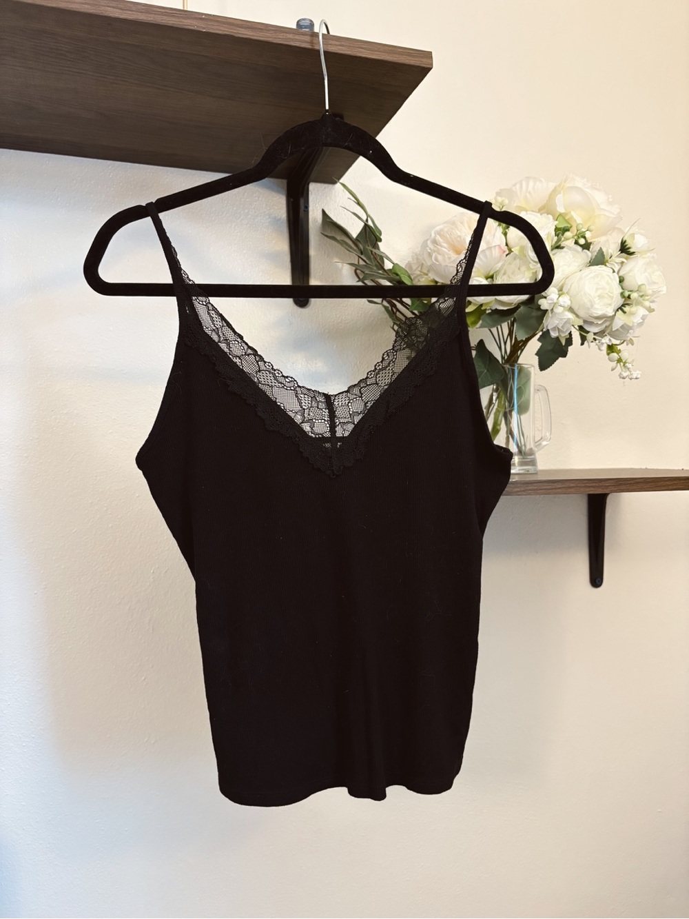 H&M Lace-Trim Black Camisole Tank Top - Women's